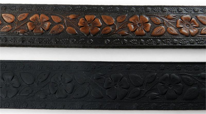 Custom Embossed Flower Leather Belt – Personalized Floral  display picture 1