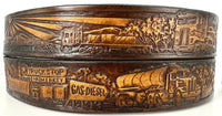 Western style belt with trucker design, Gavere Leather, handcrafted