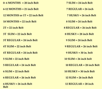 Child belt sizing chart illustrating how to measure a child's waist to select the proper size for custom leather belts.