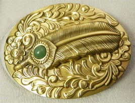 BRASS FEATHER OVAL BUCKLE