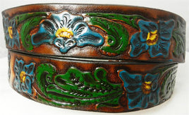 NAME BELT TURQUOISE FLORAL PAINTED