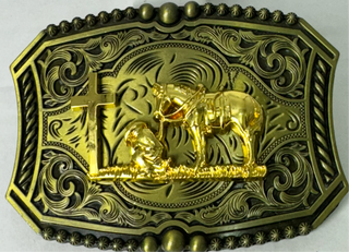 COWBOY AT CROSS FREE FORM BUCKLE