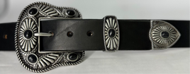 3 PIECE BUCKLE Set w/black faux stones