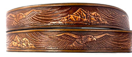 Gavere Leather belt with spread eagle design, perfect for jeans or western wear