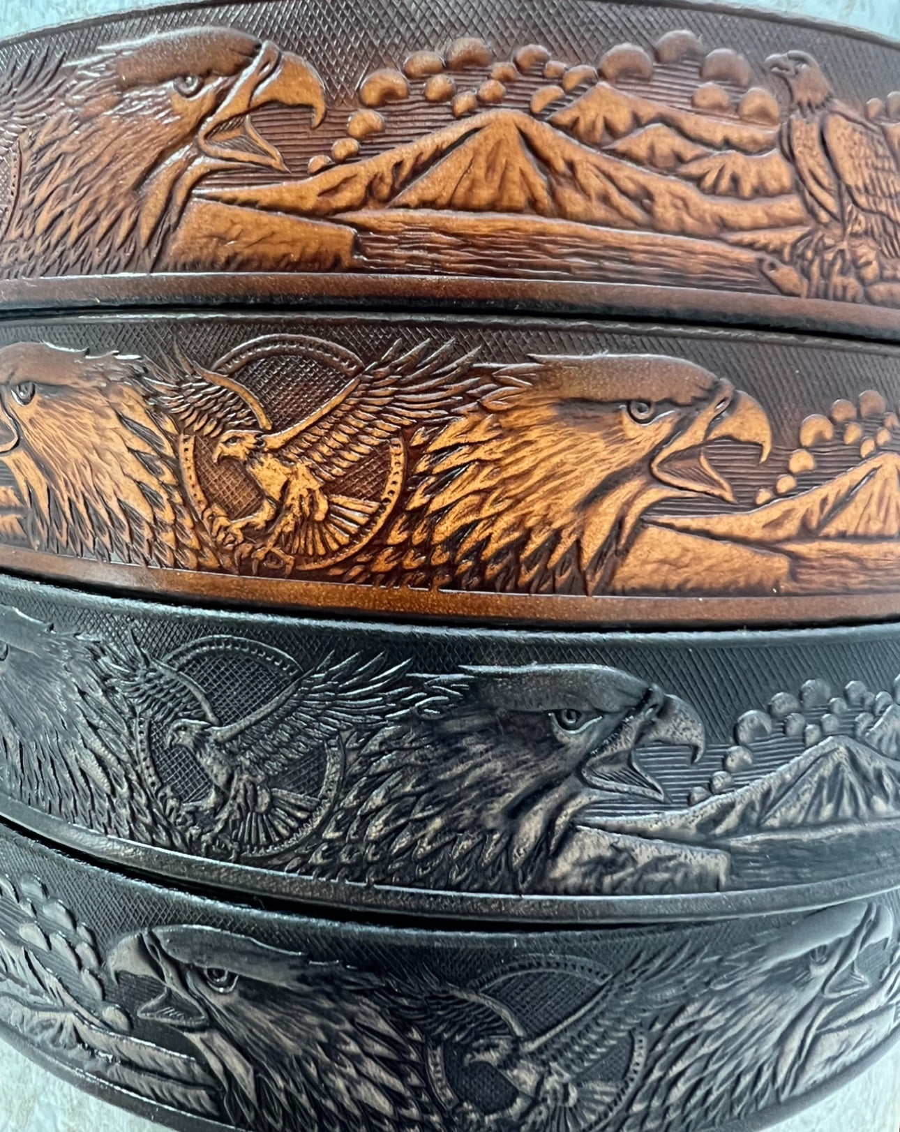 High Springs Leather  Eagle and Wildlife Leather Belts