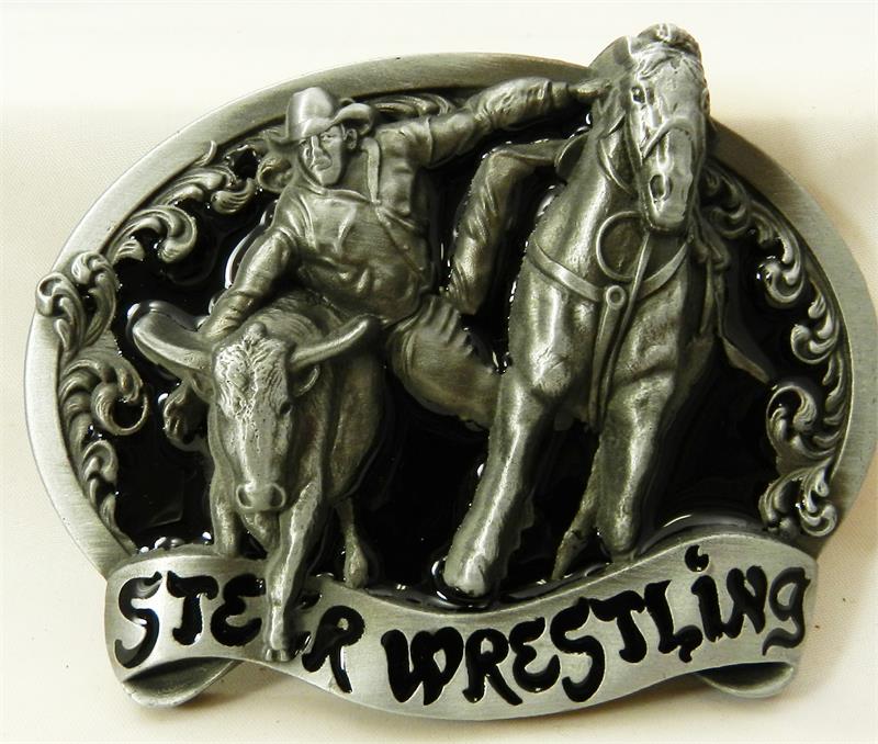 Vintage Steer Wrestling Bulldogging Rodeo Belt Buckle Solid popular Brass USA ADM