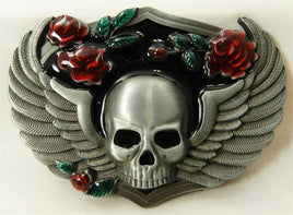 SKULL WINGS & ROSES BUCKLE