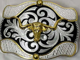 TROPHY BUCKLE LONGHORN STEER HEAD