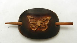 LEATHER BARRETTE BUTTERFLY DESIGN