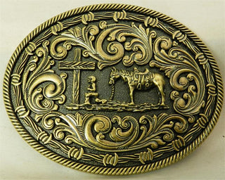 COWBOY AT CROSS BRONZE OVAL