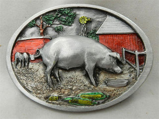FARM SCENE with PIG BUCKLE