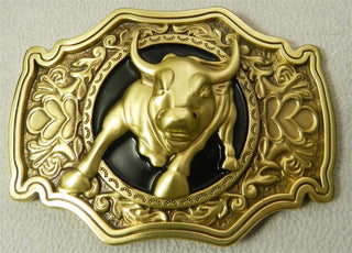 BRASS 3D BULL BUCKLE