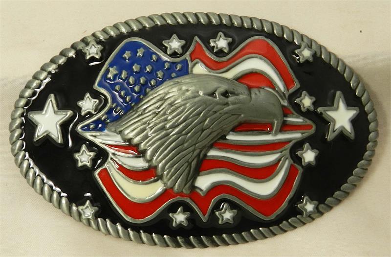 American Flag & Eagle Belt - Automatic Buckle, Canvas Weave, Unisex Cowboy Style Belt For Men & Women - View #10