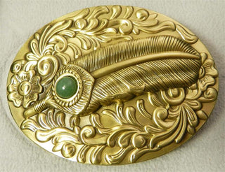 BRASS FEATHER OVAL BUCKLE