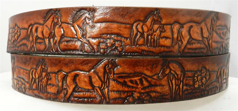 小物 Horse stitched leather belt artisan-multi-stitch-italian-