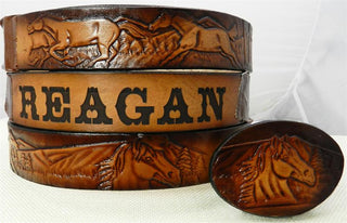 KIDS HORSE SCENE BELT & BUCKLE