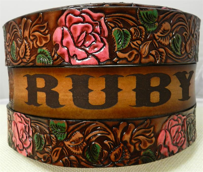 KIDS NAME BELT ROSES| Gavere Leather display picture 1