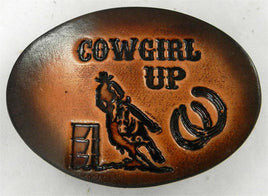 LEATHER BUCKLE COWGIRL UP