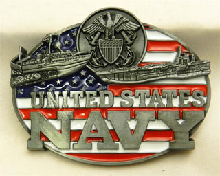 US NAVY BOATS ON FLAG BUCKLE