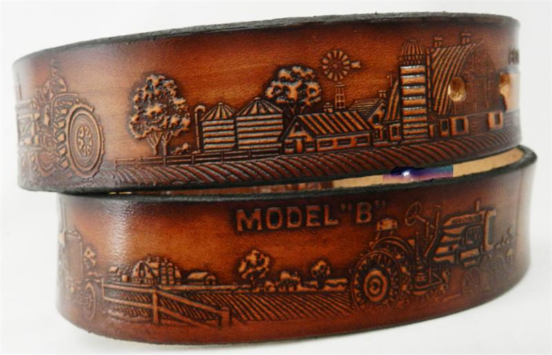 John Deere Leather Belt with Engraved Buckle 